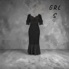 GRL パフスリーブ レース切り替え マーメイドワンピース ブラック Sのサムネイル