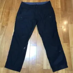 メンズ【美品 US ペイント ワークパンツ】W40L32 黒 薄手 作業 ペンキ