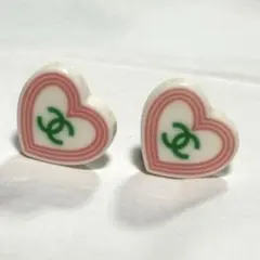 シャネル ココマーク ハート 04C イヤリング(両耳用) GP×レジン