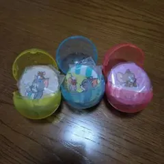 トムとジェリー　ふぁぶりっく缶チャーム　３個セット　バンダイ　カプセルトイ