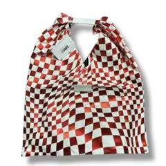 タグ付き マルジェラ トートバッグ 赤×白 チェック MM6 ブランド 市松