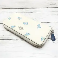COACH コーチ 長財布 アイボリー×ブルー×マルチ