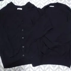 ブラックニットカーディガンとセーターセット