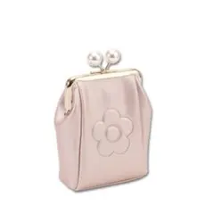 MARY QUANT エンボスデイジーパールガマ口マルチポーチ ポーチ ピンク
