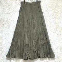 美品 MICHEL KLEIN ティアード風 ロングスカート ゴムウエストカーキのサムネイル