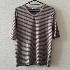 Lサイズ ボーダー Vネック カットソー 半袖 ハニーズ honeys