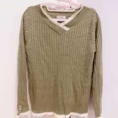 axes femme グリーン ニット インナー付き