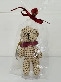 チェック柄テディベア 吸盤付き キーホルダー
