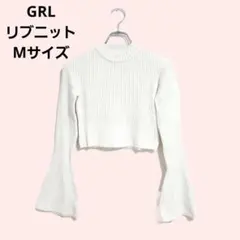 GRL リブニット フレアスリーブ クロップド丈 白 M トレンド インナー 春