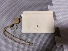 ホワイトレザー パスケース チェーン付き　LANVIN