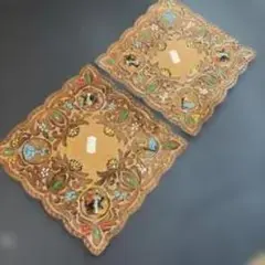 花柄刺繍ランチョンマット2枚セット