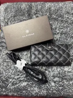CLATHAS キルティング長財布 ブラック スマホショルダーバッグ