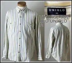 【90s ビンテージ】 オールド ユニクロ マルチカラー ストライプ シャツ M