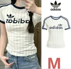 adidas ストライプ Tシャツ Mサイズ