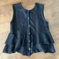 ２点♡フリル付きノースリーブトップス L ブラック