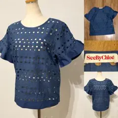 SEE by CHLOE シーバイクロエ　コットンレース　フリルブラウス　38のサムネイル