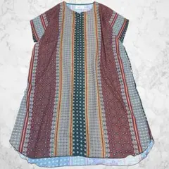 美品✨ドラッグストアーズ　fu-ai　花柄　パッチワーク風　ロングワンピース