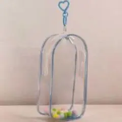 推し活 ぬいポーチ クリア 透明 ぬいぐるみ 収納 ポーチ キーホルダー 水色