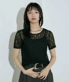 今季完売ページボーイバックシアーレースショートスリーブのサムネイル