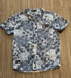 キッズ　半袖シャツ　POLO 3-4歳　XS バティック　アロハ　ブルー