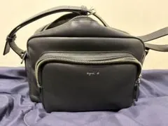 Agnes b. ブラックレザーショルダーバッグ アンジェル Angele