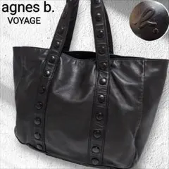 agnes b 特大 A4可 トートバッグ アニエスベー ユニセックス 黒 本革