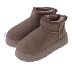 [新品・未使用]miniaフェイクムートンショートブーツ ブラウン L