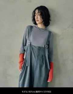 レプシム　 12ゲージ配色ハイネックプルオーバー　グレー×レッド