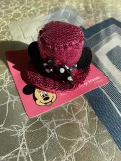 ミニーマウス スパンコール帽子 ヘアクリップ
