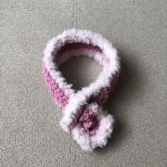 ハンドメイド キッズ　ピンクと白のファー スヌード
