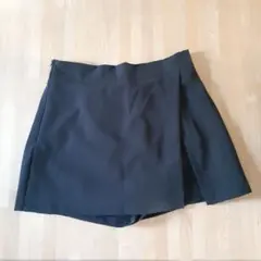 ラップデザインショートキュロットパンツ／Lサイズ・ブラック