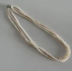 シルバー 3連パールネックレス