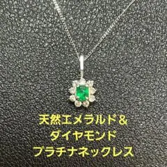 日本製・オリジナルデザイン】プラチナ 天然エメラルドペンダント 0.48ct