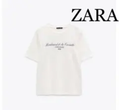 新品 ZARA Tシャツ 半袖 ロゴ テキストL text ホワイト完売