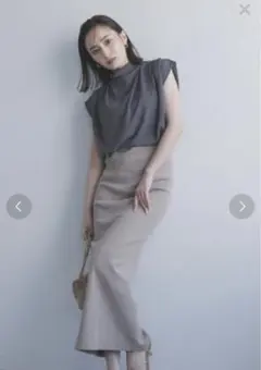 anuans 2024ss リブカットタイトスカート ベージュsサイズ