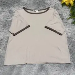 vandash リンガー リブ Tシャツ ベージュ ブラウン 半袖 カットソー