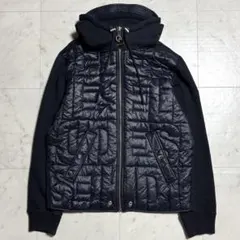 美品 DIESEL 中綿 切替 フーデットブルゾンジャケット ブラック XL