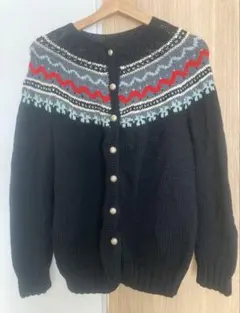 ノルディック柄 長袖カーディガン ビンテージ