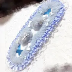ヘッドドレス♡ハンドメイド♡水色♡青♡フリル♡リボン♡天使界隈♡ゴスロリ♡ねこ