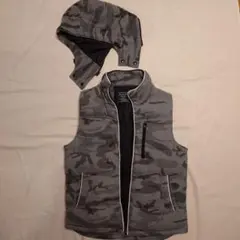 グレー迷彩 着脱フード付きベスト