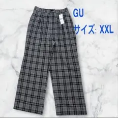 GU チェック柄 ワイドパンツ　カジュアルパンツ XXL gu