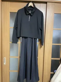 レプシィム　ジッププルオーバー✖️キャミセットワンピース　黒　F