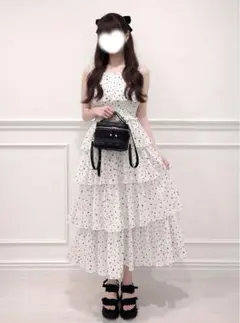 GRL ドット柄シャーリングキャミソールワンピース[ru1607]