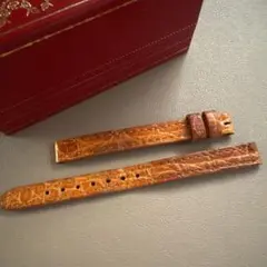 Cartier ミニベニュアール 時計レザーベルト シャイニーオレンジ カイマン