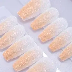 382 ネイルチップMサイズ 韓国 シンプル シュガー グラデーション　オレンジ