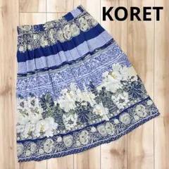 KORET レナウン　総柄　膝丈　スカート　プリーツスカート　フラワープリントのサムネイル