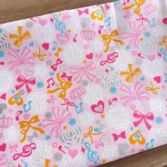 カラフルリボン柄綿生地　オックス　１ｍ