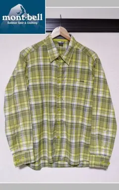【mont-bell】長袖シャツ/チェック/ベーシック/胸ポケット/ロゴ/美品