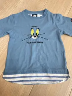 120 2回未満着用　TOM and JERRY 半袖カットソー 青色トムジェリ