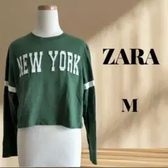 ZARA NEW YORK ロゴ 長袖 クロップド丈 カットソー M